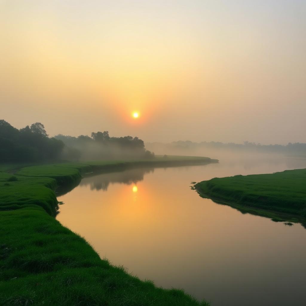 Golden-hour reflections across the bend off Wardha Road.